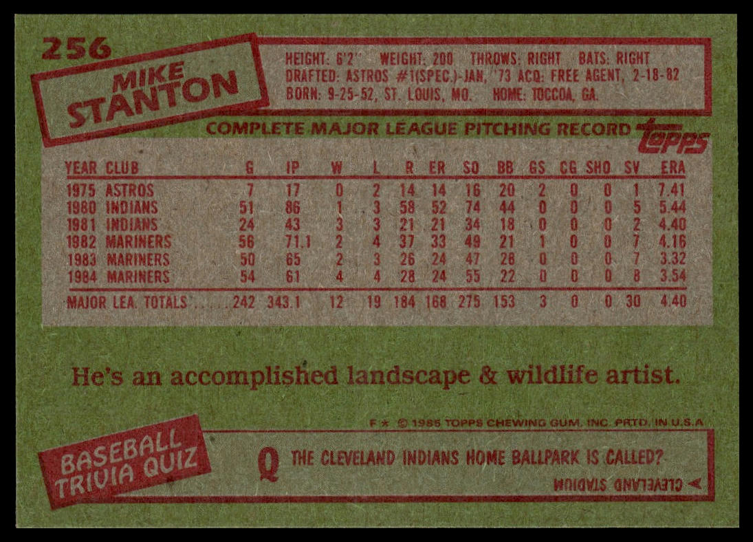 1985 Topps #256 Mike Stanton