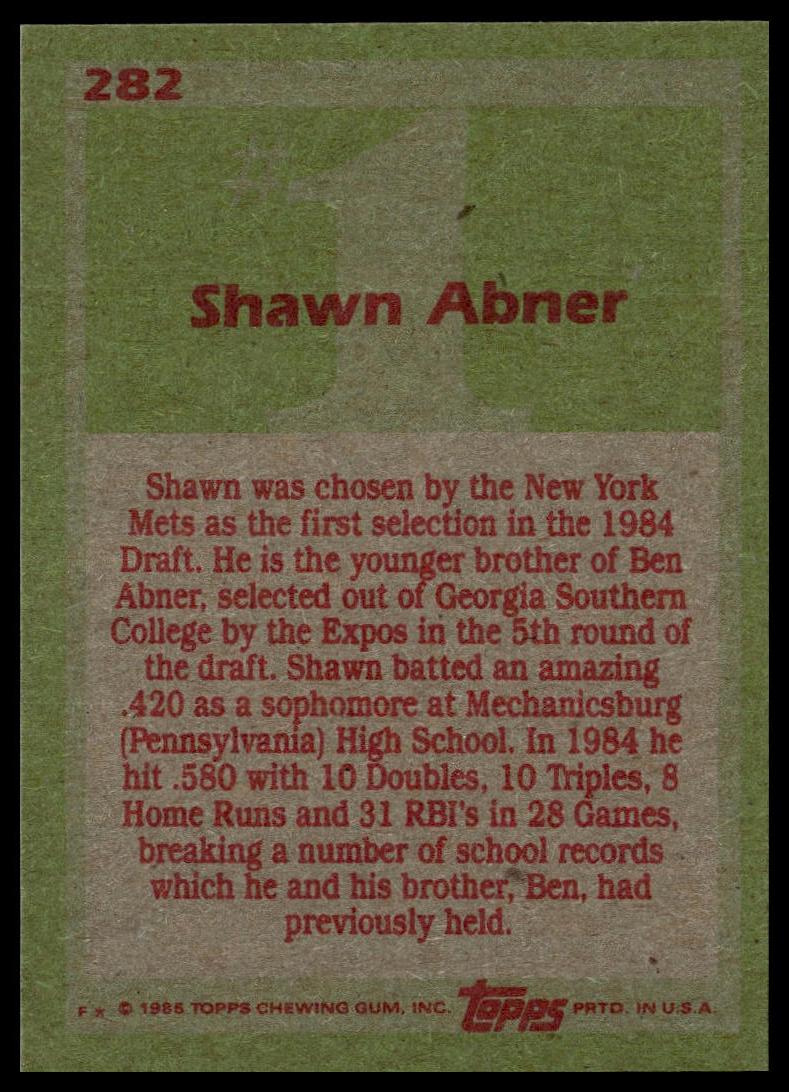 1985 Topps #282 Shawn Abner