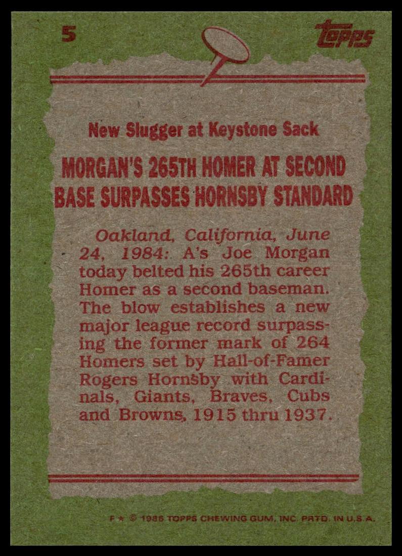 1985 Topps #5 Joe Morgan