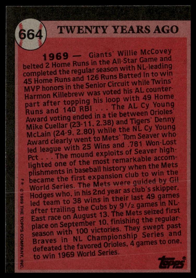 1989 Topps #664 Gil Hodges