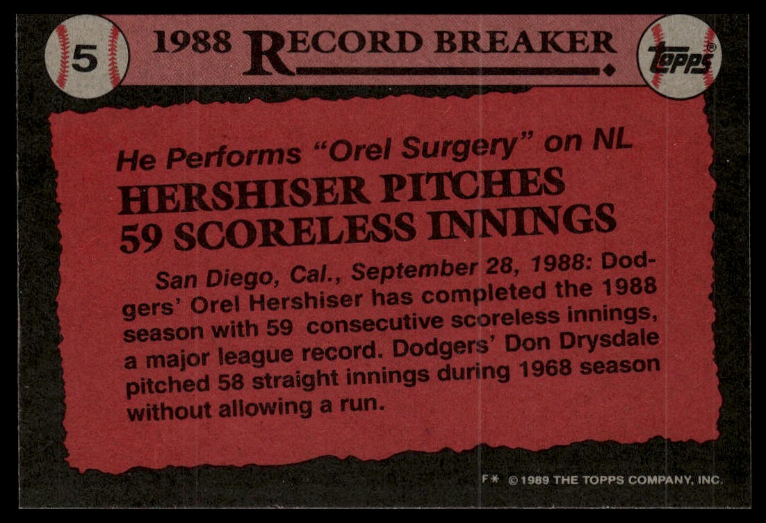 1989 Topps #5 Orel Hershiser