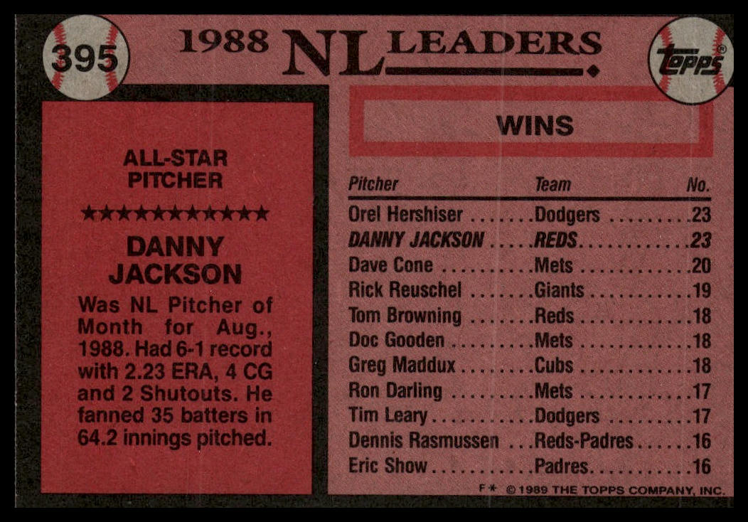 1989 Topps #395 Danny Jackson