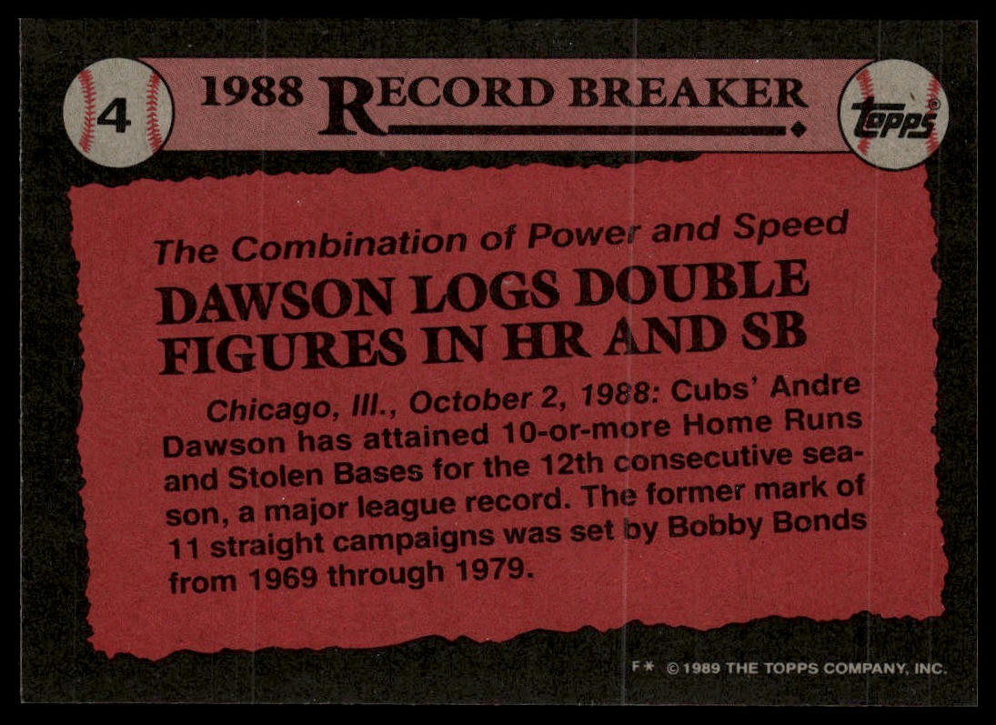 1989 Topps #4 Andre Dawson