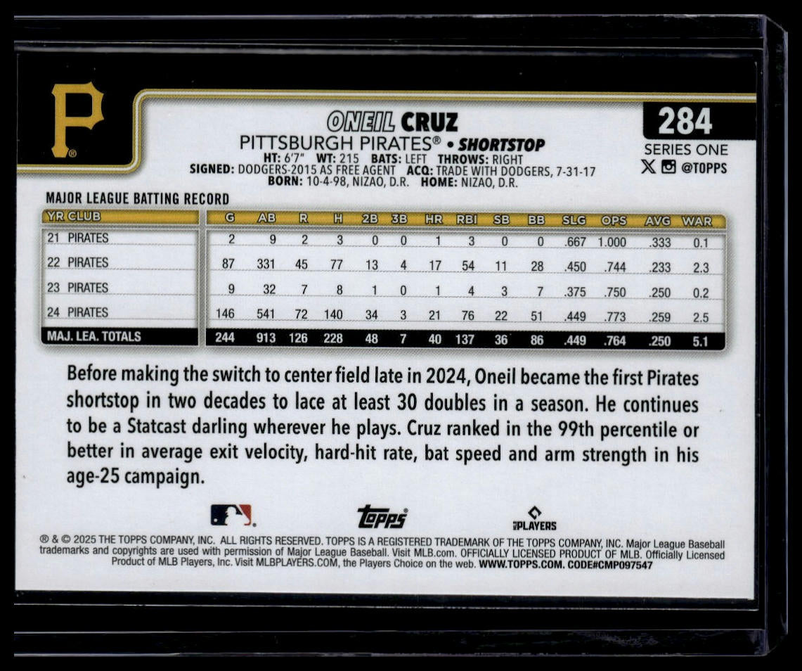 2025 Topps #284 Oneil Cruz Rainbow Foil