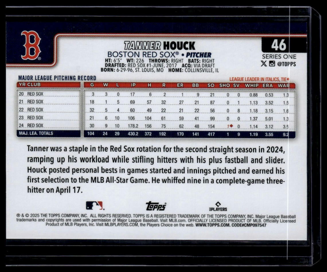 2025 Topps #46 Tanner Houck Pink Holo Foil