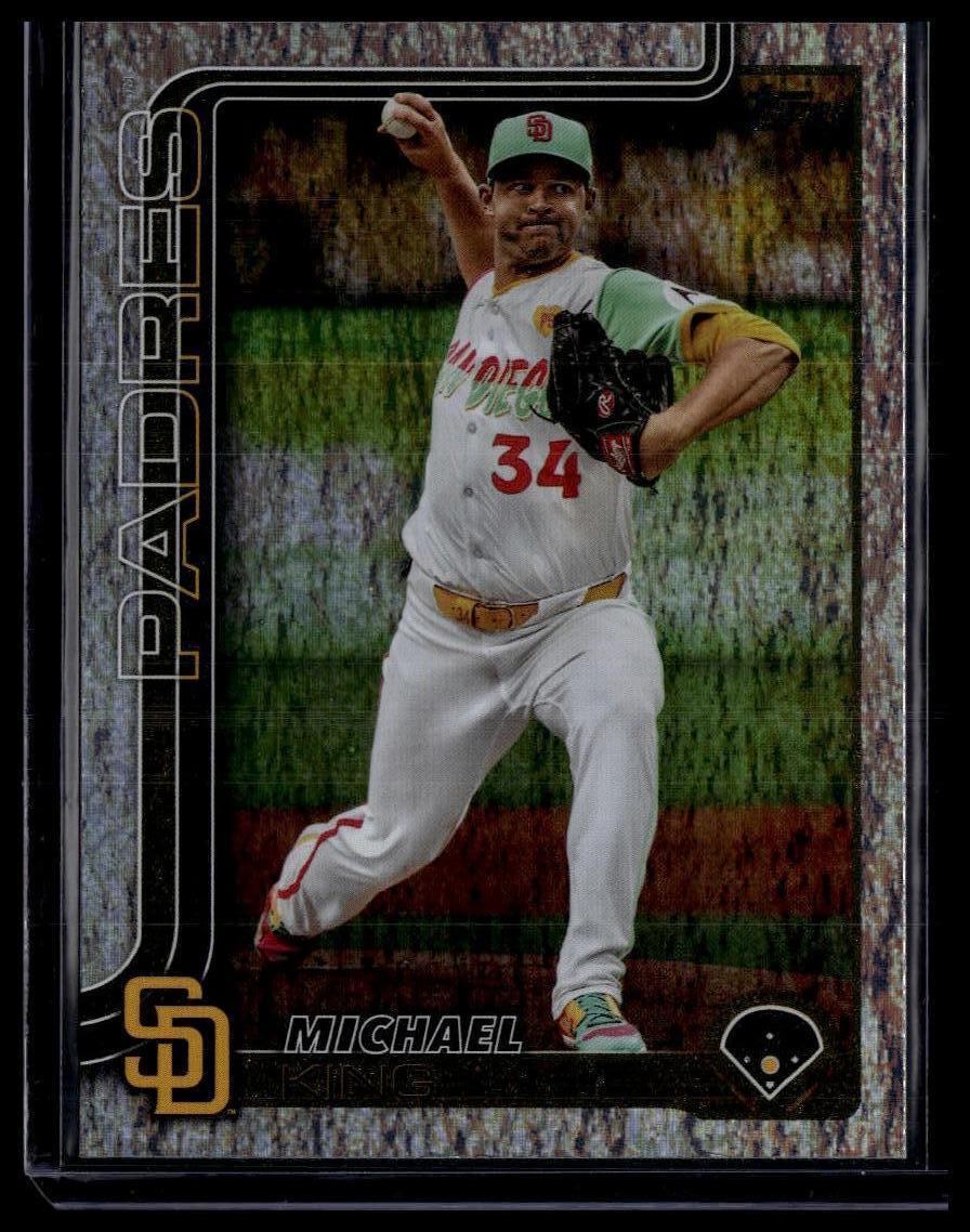 2025 Topps #195 Michael King Silver Crackle Foilboard