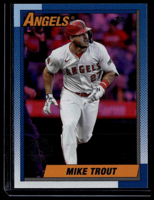 2025 Topps #T90-1 Mike Trout 1990 Topps Baseball 35th Anniversary Pink