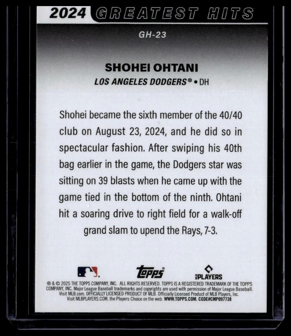 2025 Topps #GH-23 Shohei Ohtani 2024 Greatest Hits