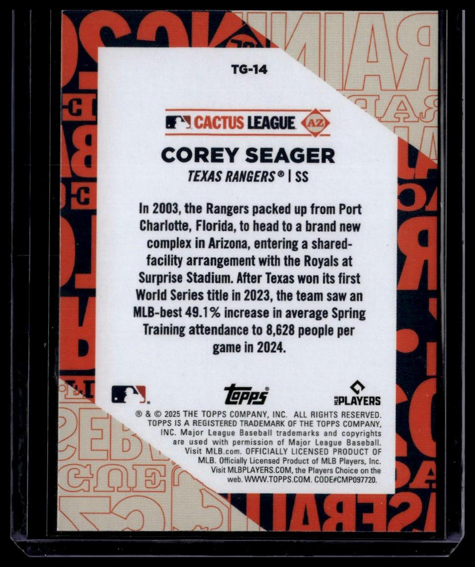 2025 Topps #TG-14 Corey Seager Training Grounds