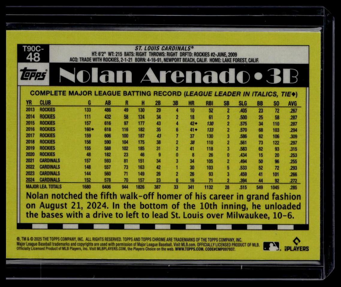 2025 Topps #T90C-48 Nolan Arenado