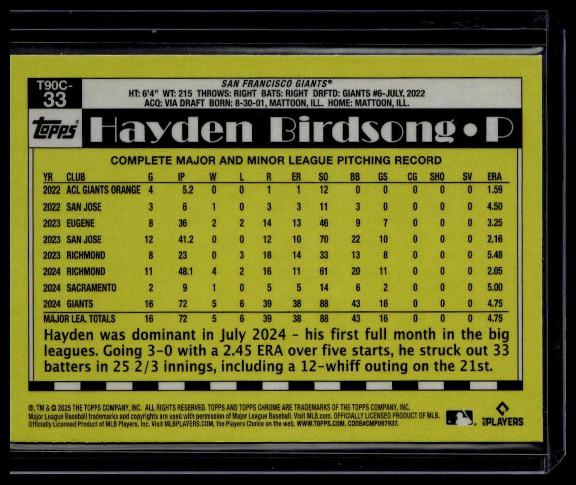 2025 Topps #T90C-33 Hayden Birdsong