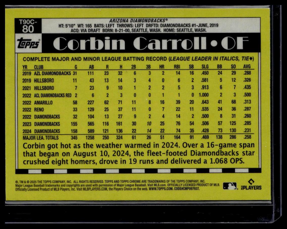 2025 Topps #T90C-80 Corbin Carroll