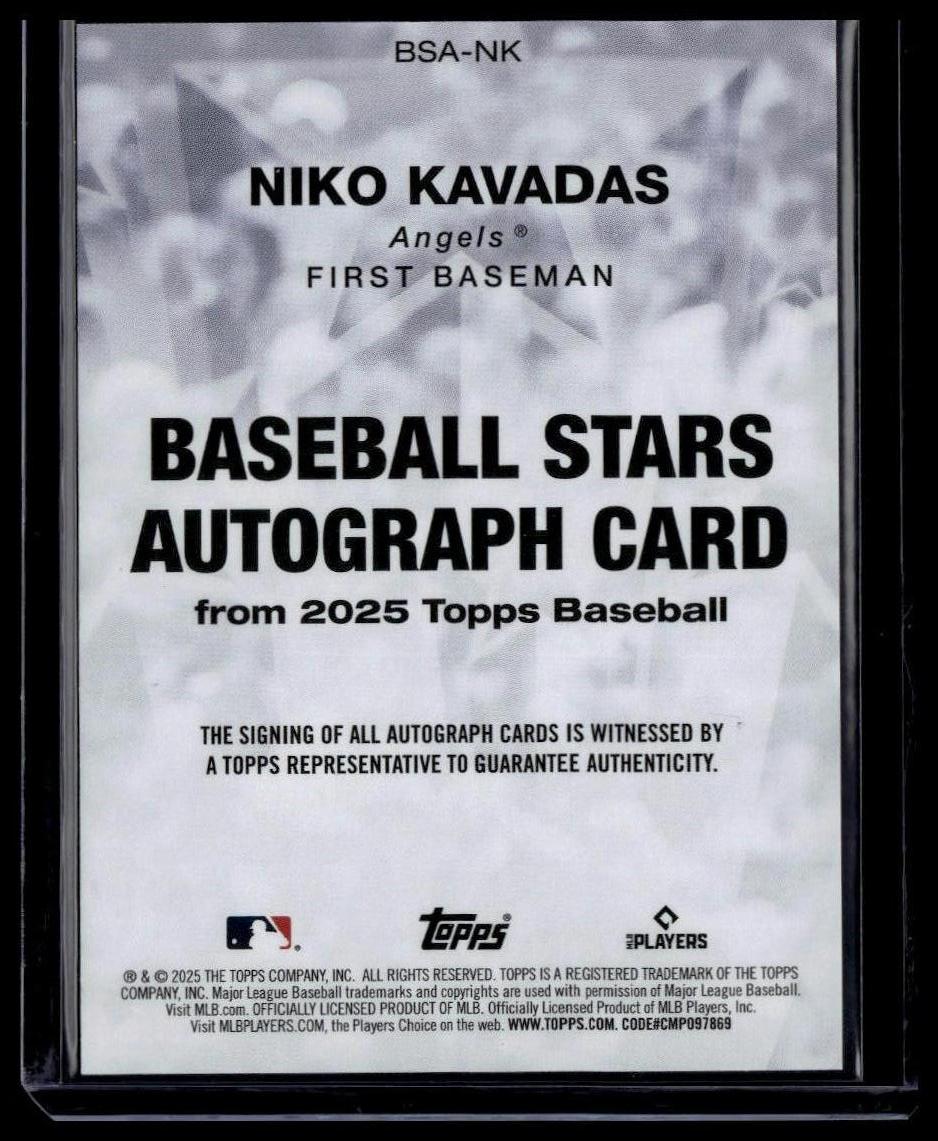 2025 Topps #BSA-NK Niko Kavadas Baseball Stars Autographs (Series One)