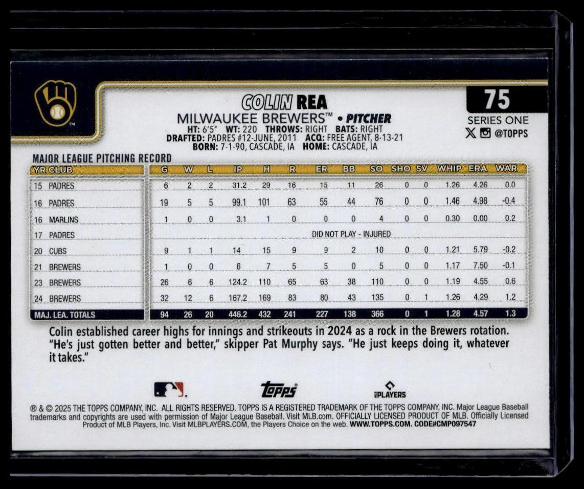 2025 Topps #75 Colin Rea Sandglitter