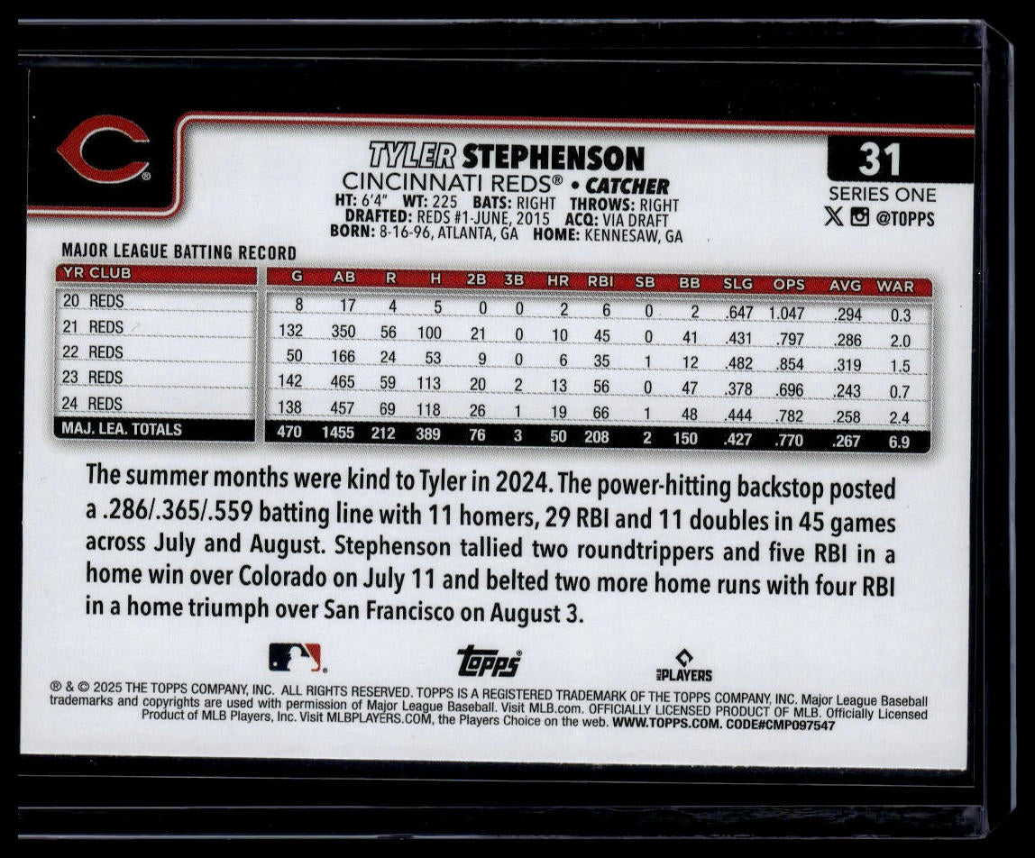 2025 Topps #31 Tyler Stephenson Topps Foil Pattern
