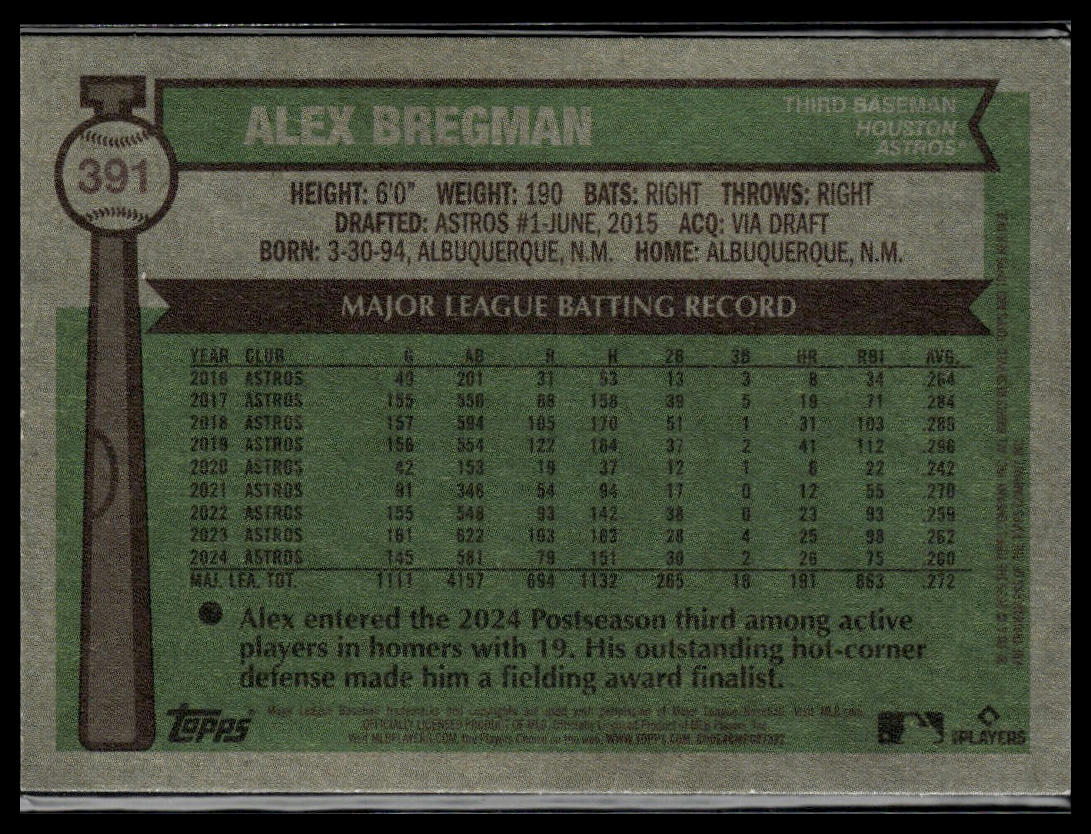 2025 Topps Heritage #391 Alex Bregman Dark Blue