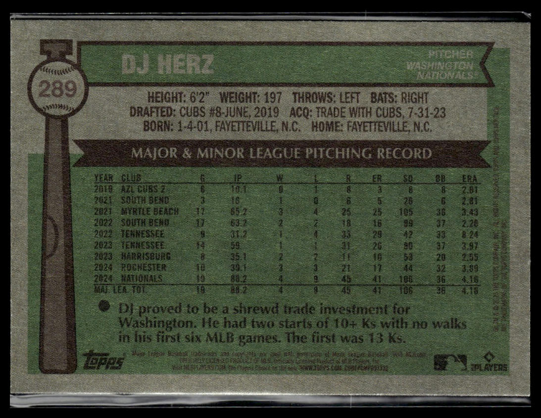 2025 Topps Heritage #289 DJ Herz Dark Blue