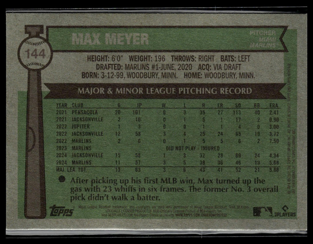 2025 Topps Heritage #144 Max Meyer Dark Blue