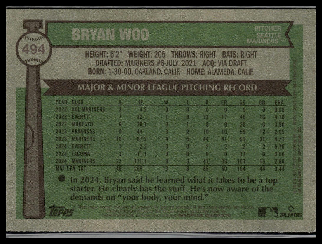 2025 Topps Heritage #494 Bryan Woo Chrome