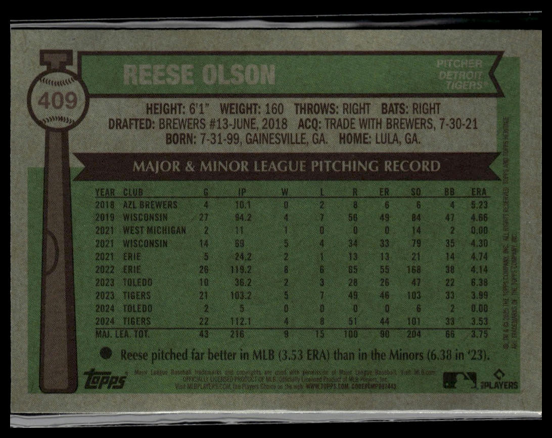2025 Topps Heritage #409 Reese Olson Chrome