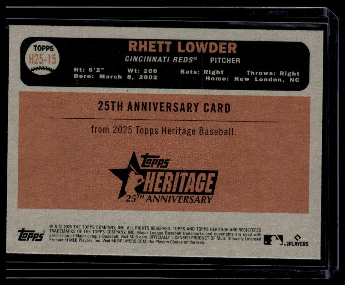 2025 Topps Heritage #H25-15 Rhett Lowder Heritage 25th Anniversary