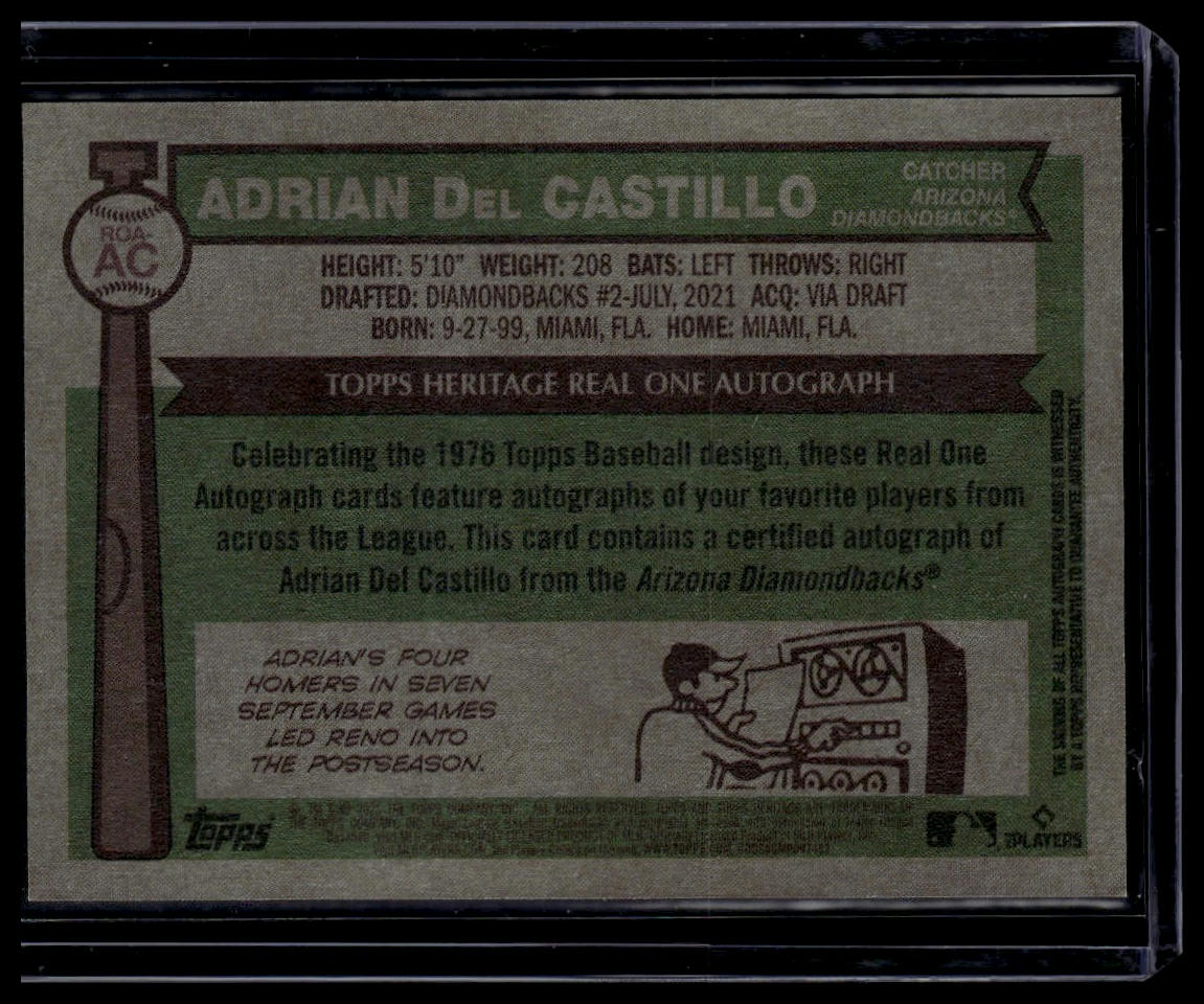 2025 Topps Heritage #ROA-AC Adrian Del Castillo Real One Autographs