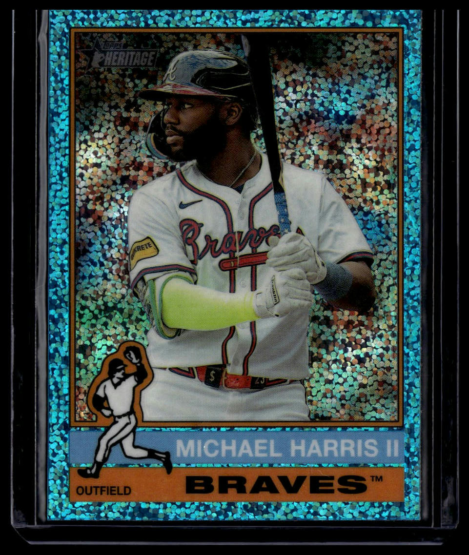 2025 Topps Heritage #410 Michael Harris II Chrome Aqua Sparkle Refractor