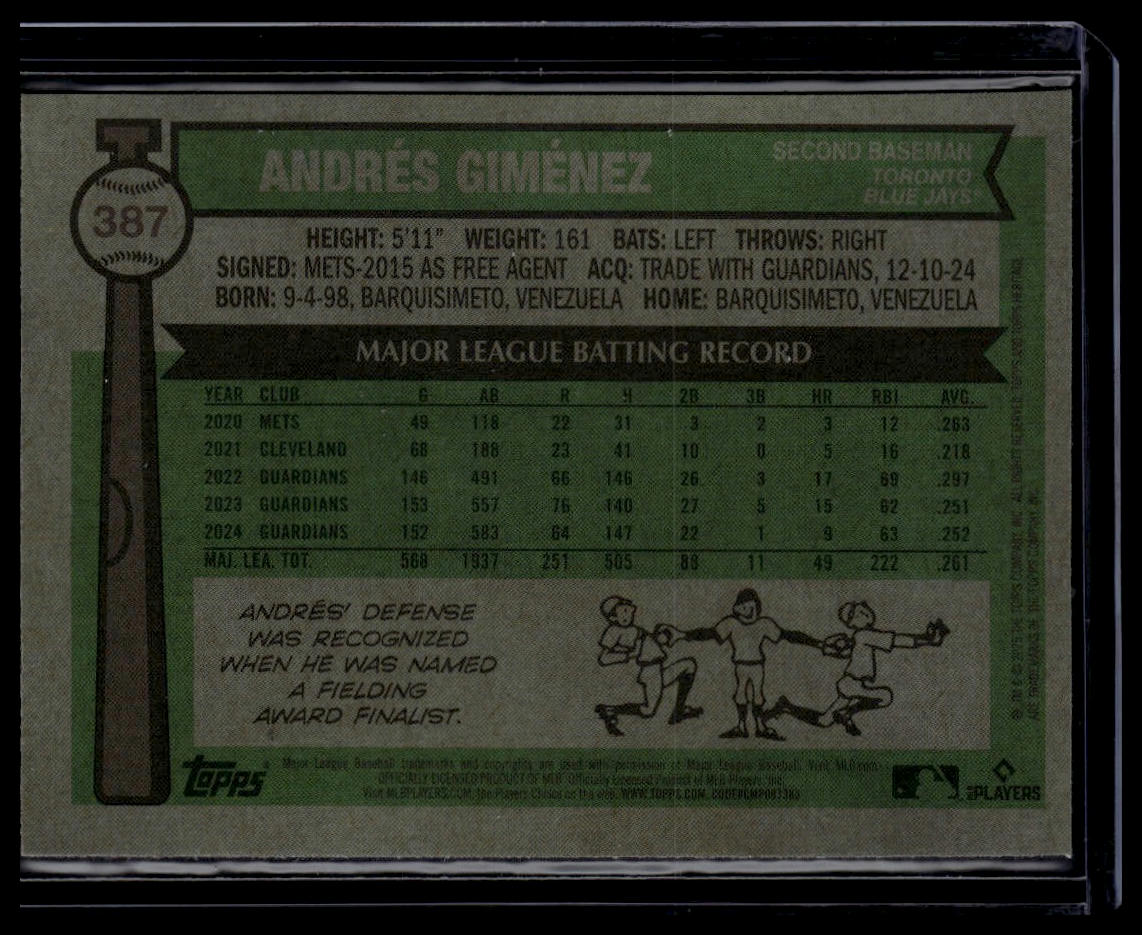 2025 Topps Heritage #387 Andrés Giménez Chrome Light Blue Sparkle Refractor