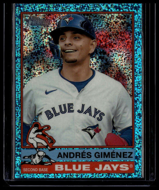 2025 Topps Heritage #387 Andrés Giménez Chrome Light Blue Sparkle Refractor
