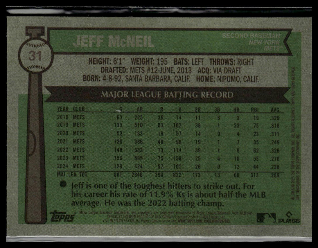 2025 Topps Heritage #31 Jeff McNeil Chrome Light Blue Sparkle Refractor