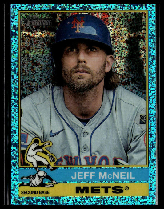 2025 Topps Heritage #31 Jeff McNeil Chrome Light Blue Sparkle Refractor