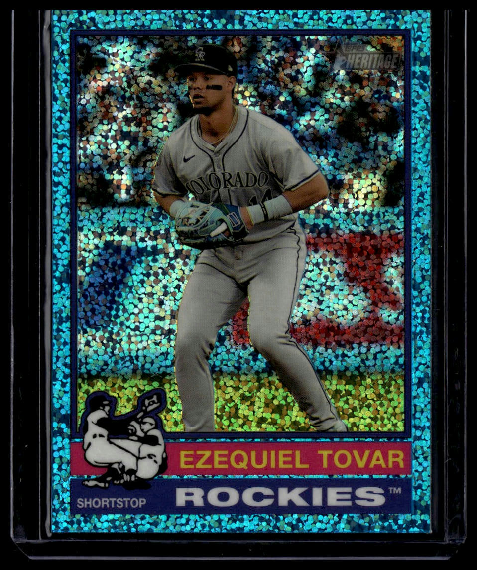 2025 Topps Heritage #14 Ezequiel Tovar Chrome Light Blue Sparkle Refractor