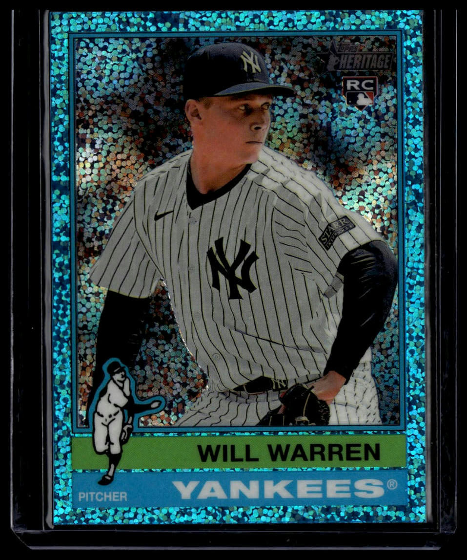 2025 Topps Heritage #281 Will Warren Chrome Light Blue Sparkle Refractor
