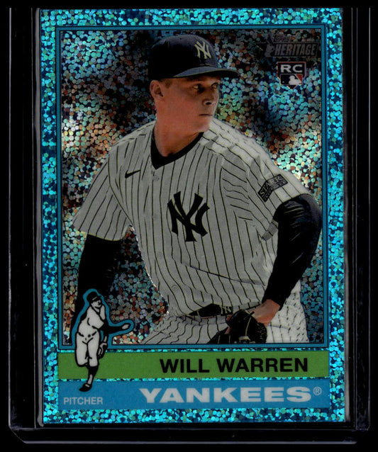 2025 Topps Heritage #281 Will Warren Chrome Light Blue Sparkle Refractor