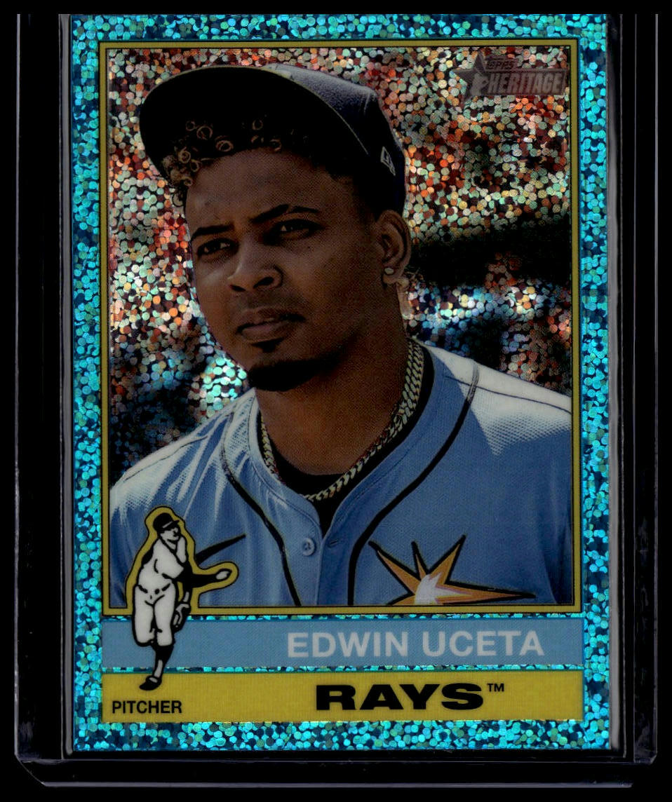 2025 Topps Heritage #390 Edwin Uceta Chrome Light Blue Sparkle Refractor