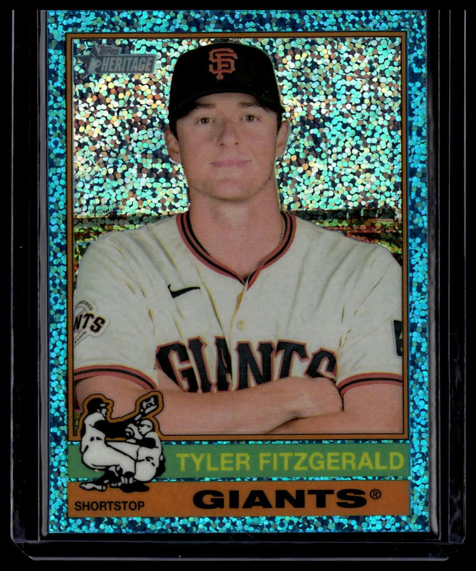 2025 Topps Heritage #238 Tyler Fitzgerald Chrome Light Blue Sparkle Refractor
