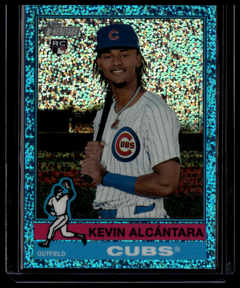 2025 Topps Heritage #353 Kevin Alcántara Chrome Light Blue Sparkle Refractor