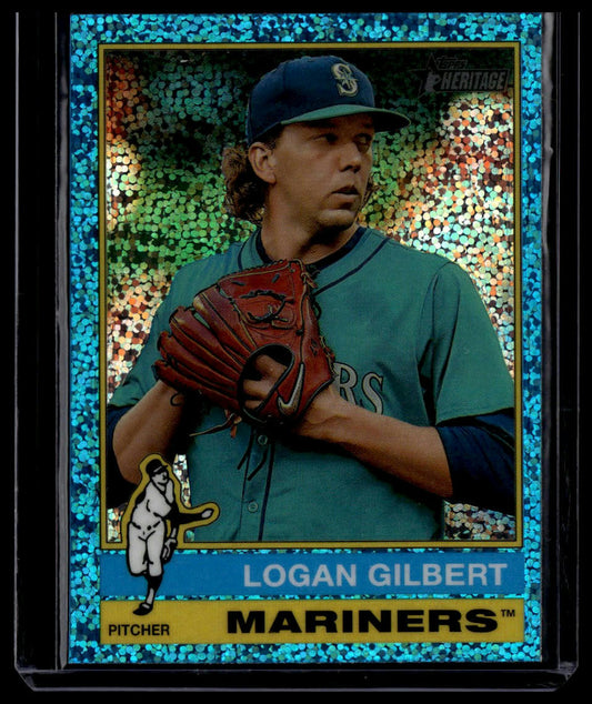 2025 Topps Heritage #492 Logan Gilbert Chrome Light Blue Sparkle Refractor