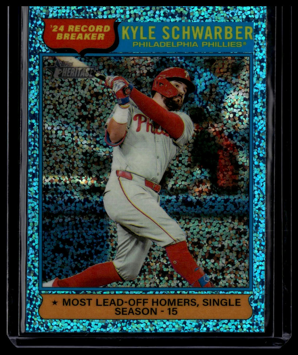 2025 Topps Heritage #2 Kyle Schwarber Chrome Light Blue Sparkle Refractor