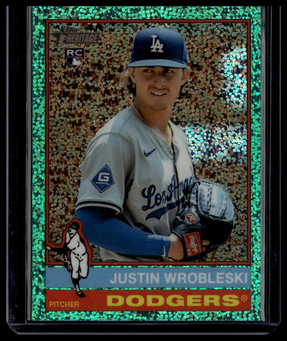 2025 Topps Heritage #319 Justin Wrobleski Chrome Light Blue Sparkle Refractor