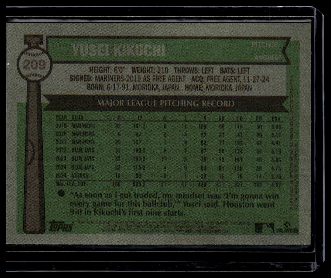 2025 Topps Heritage #209 Yusei Kikuchi Chrome Light Blue Sparkle Refractor