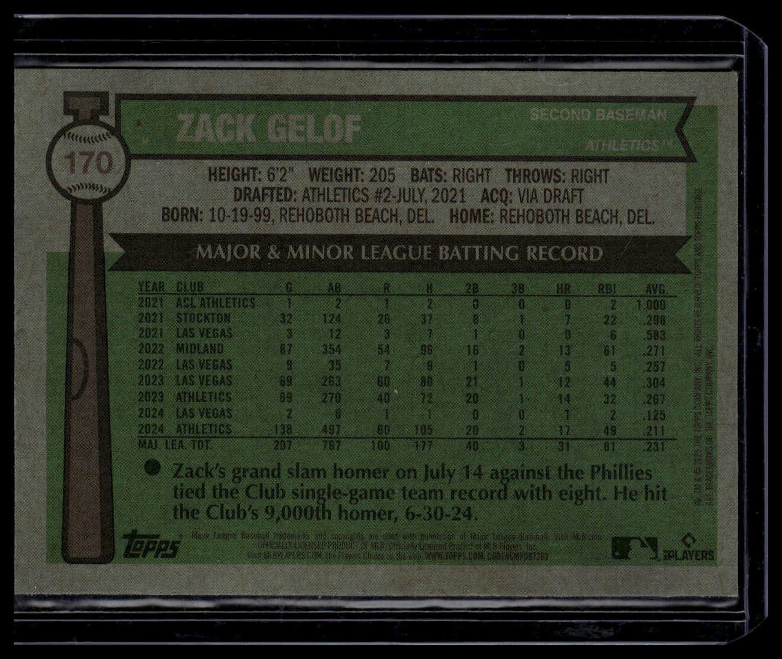 2025 Topps Heritage #170 Zack Gelof Chrome Light Blue Sparkle Refractor