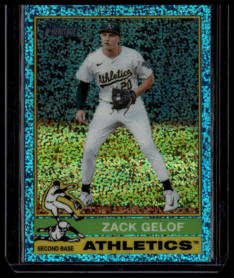 2025 Topps Heritage #170 Zack Gelof Chrome Light Blue Sparkle Refractor