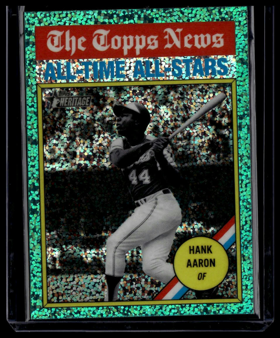 2025 Topps Heritage #346 Hank Aaron Chrome Aqua Sparkle Refractor