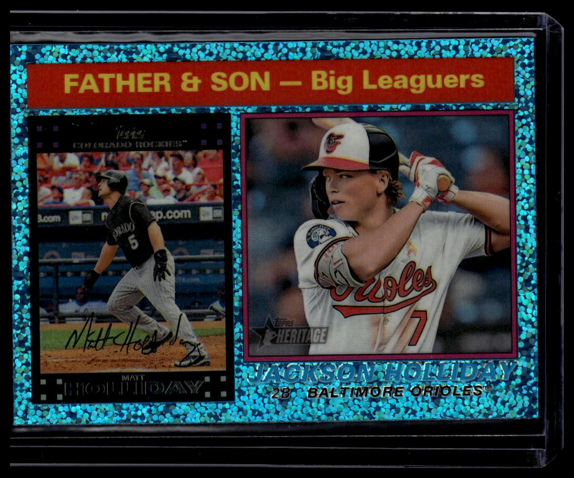 2025 Topps Heritage #66 Matt and Jackson Holiday Light Blue Sparkle Refractor