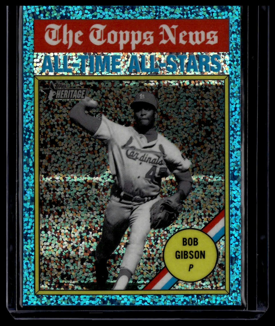 2025 Topps Heritage #342 Bob Gibson Chrome Light Blue Sparkle Refractor