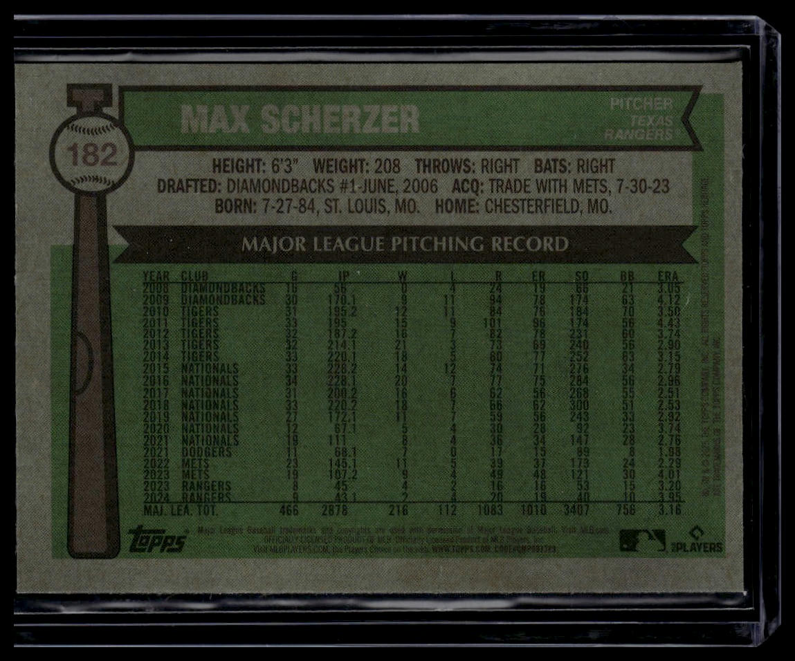 2025 Topps Heritage #182 Max Scherzer Chrome Light Blue Sparkle Refractor