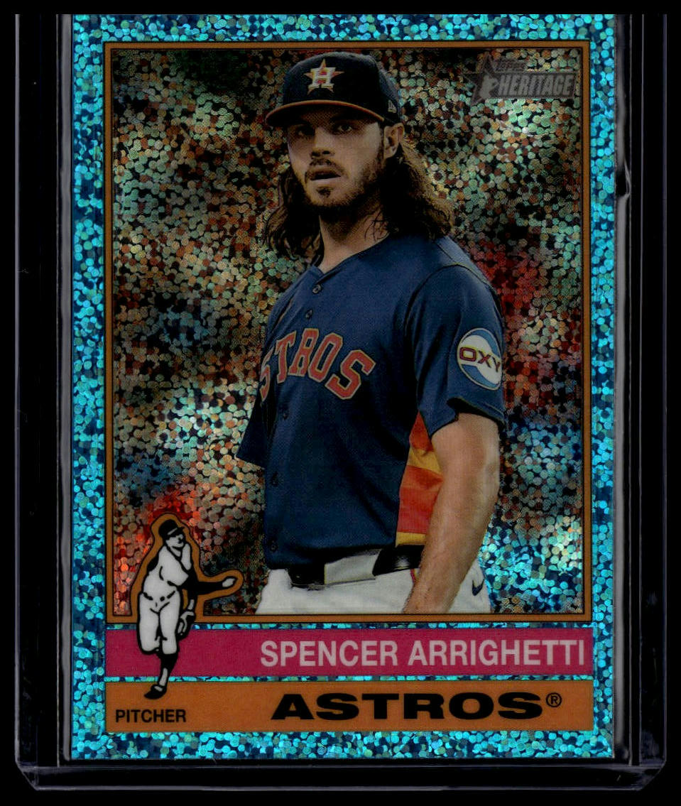 2025 Topps Heritage #454 Spencer Arrighetti Chrome Light Blue Sparkle Refractor