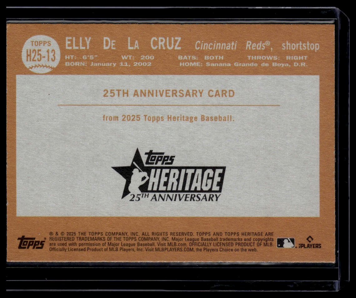 2025 Topps Heritage #H25-13 Elly De La Cruz Heritage 25th Anniversary
