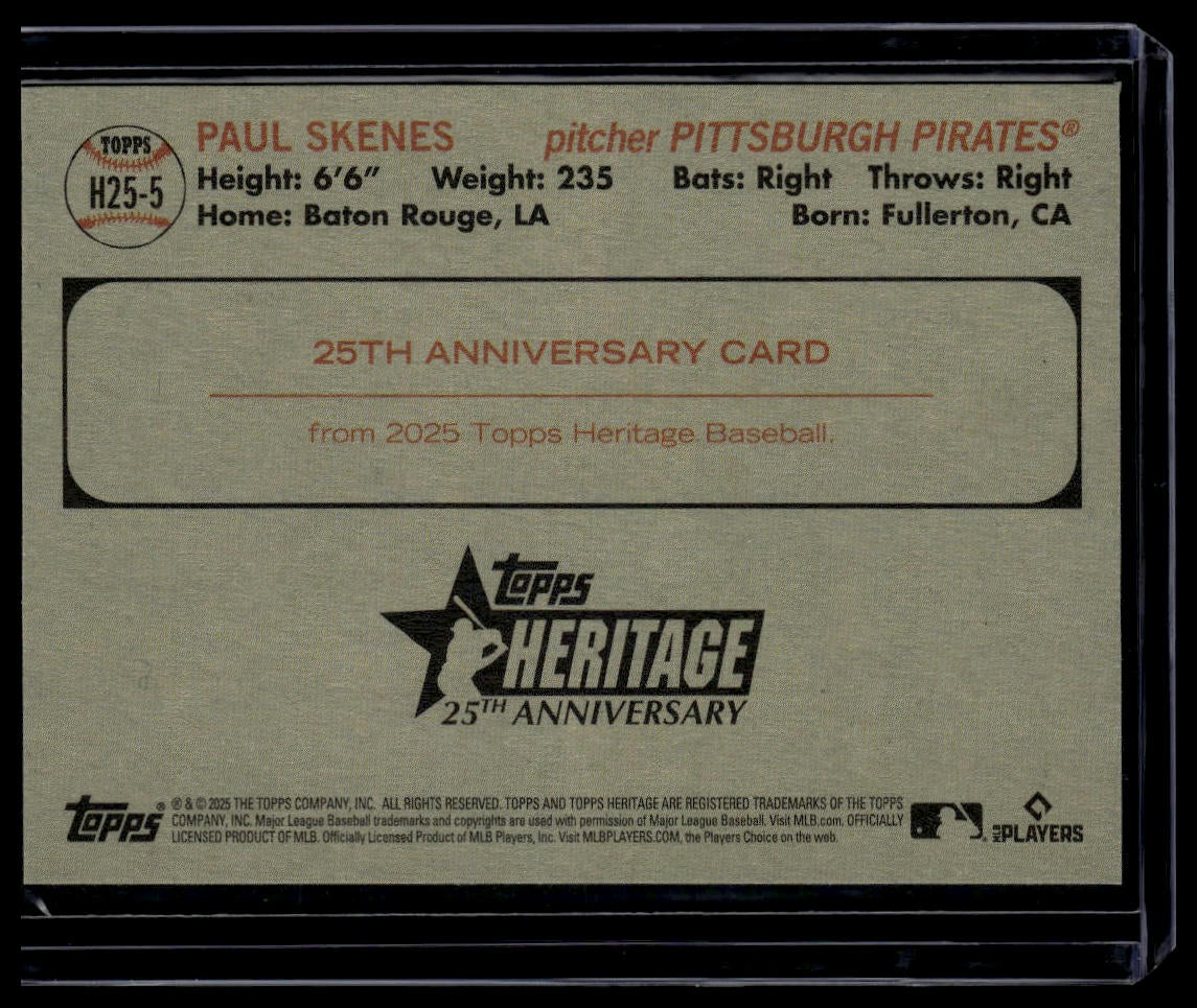 2025 Topps Heritage #H25-5 Paul Skenes Heritage 25th Anniversary